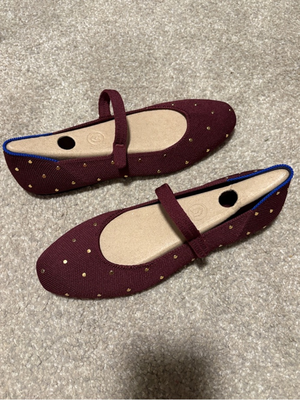 New - Rothy's The Square Mary Jane - Studded Syrah (Burgundy) 8.5 - Picture 2 of 5